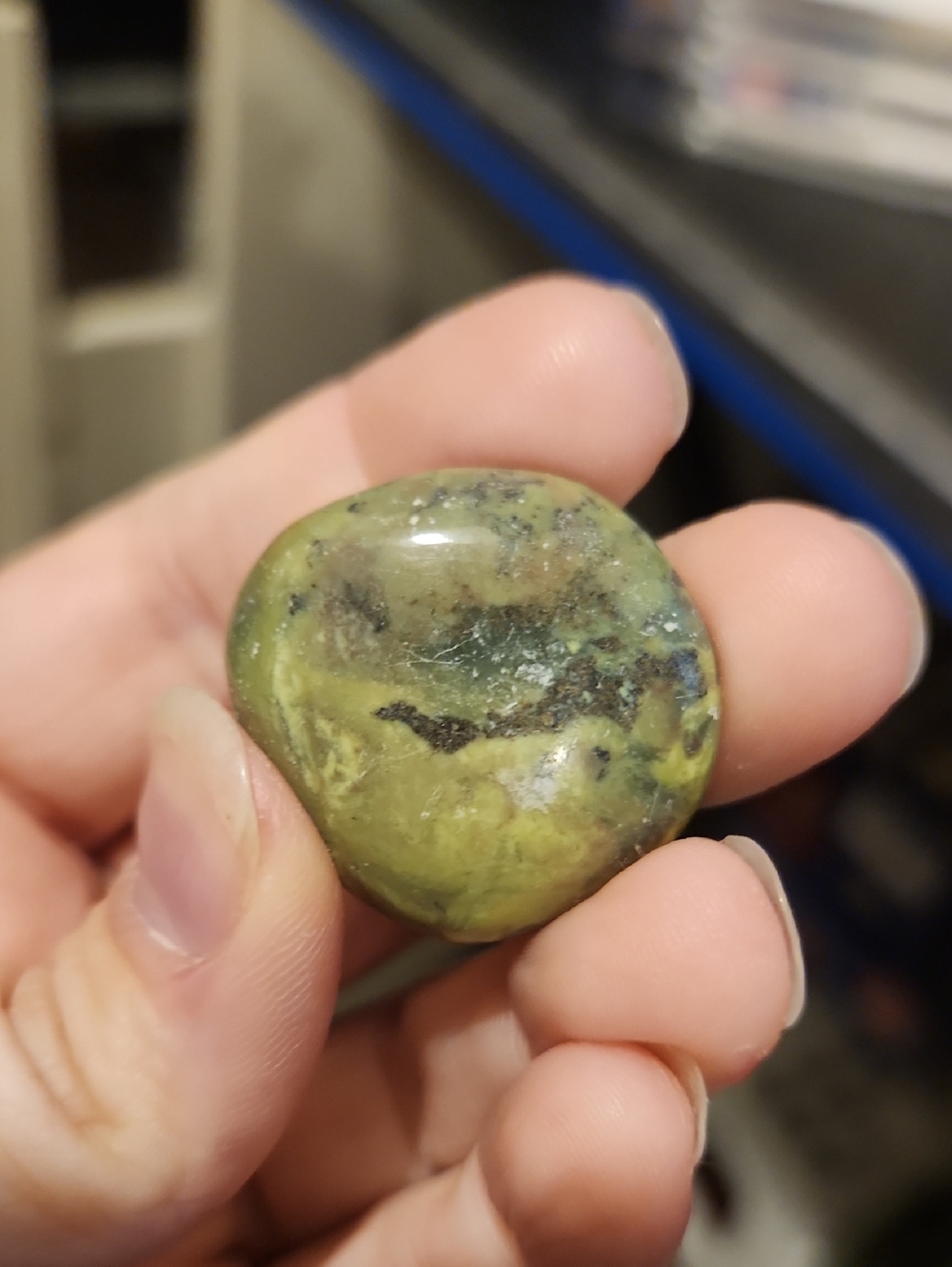 Tumbled Serpentine with Iron Ore Inclusions and Some Internal Visible Banding